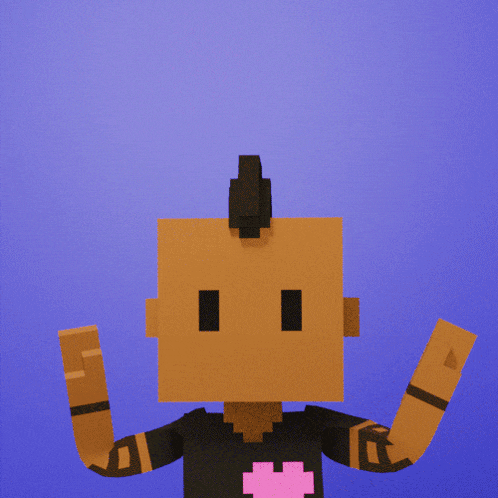 a cartoon character with a mohawk and the words " happy birthday " above him