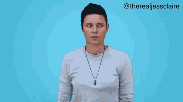 a woman making a funny face with the words @therealjessclaire in the corner