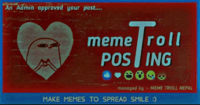 an ad for meme troll posting shows a heart and a troll