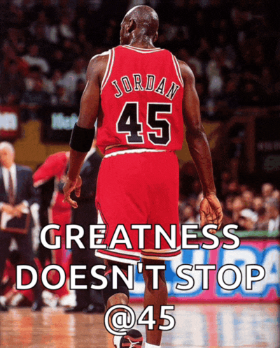 a poster of a basketball player with the number 45 on his back