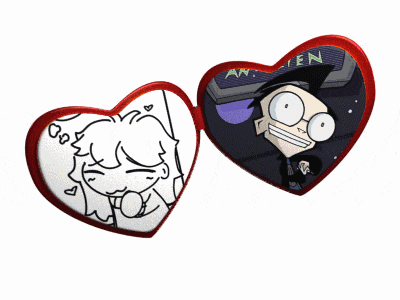 a heart shaped pillow with a picture of a cartoon character and the word antena on it