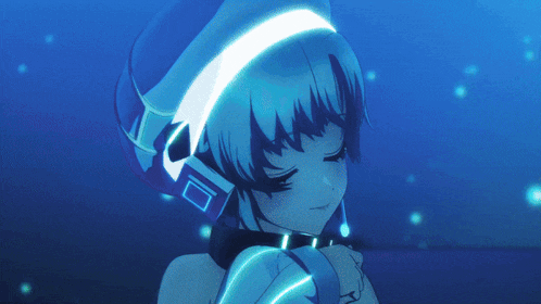 a girl wearing headphones with a square on it
