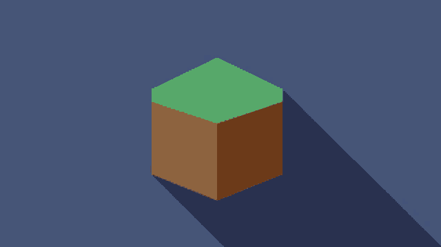 a brown cube with a green block on top of it