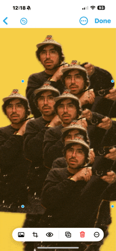 a phone screen shows a collage of men wearing hats