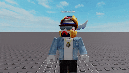 a screenshot of a roblox character with the name artishot1988