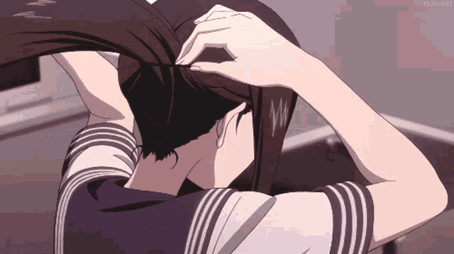 a person is holding their hair in a ponytail with the word perfect visible