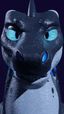 a close up of a dragon 's face with a blue eye