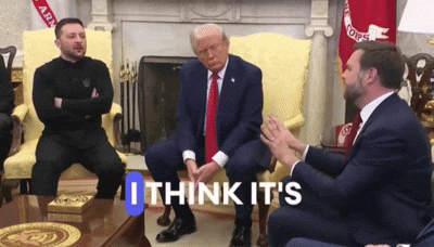 a group of men sitting around a table with the words i think it 's on the bottom right