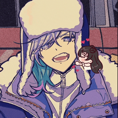a drawing of a person wearing a hat and a jacket