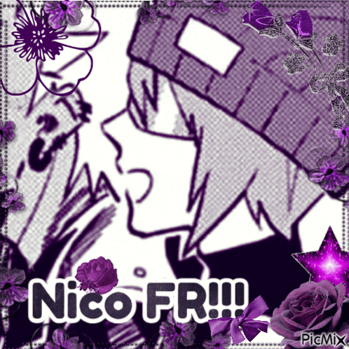 a picture of a man with the words nico fr written on it