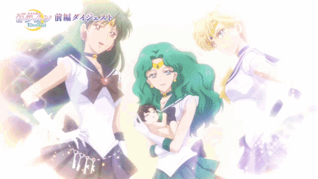 a cartoon drawing of three sailors with the word eternal on the bottom left
