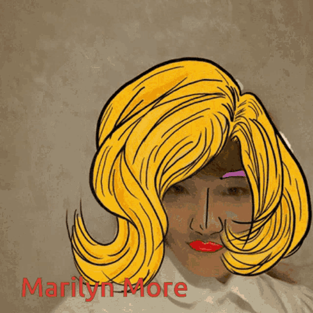 a cartoon drawing of marilyn more with blonde hair