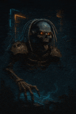 a poster with a skeleton wearing headphones and the word rise up on it