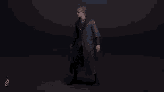 a man in a blue robe with a bird on the back