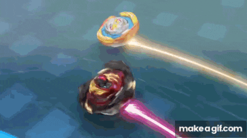a couple of spinning tops are fighting each other in a video game .