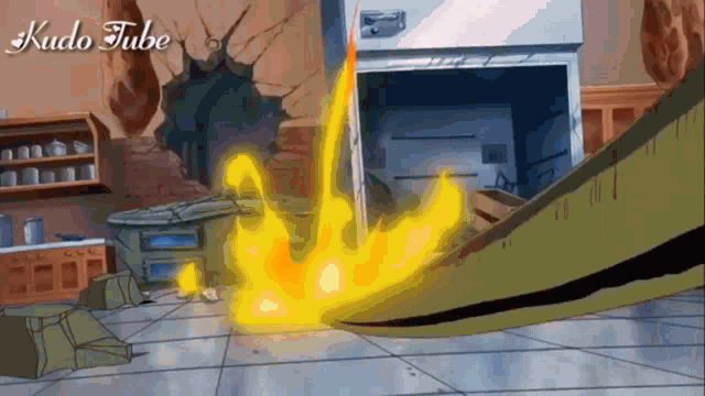 a cartoon scene with the words kudo tube in the corner