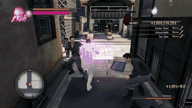 a video game screen shows a man fighting another man