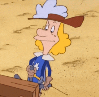 a cartoon character wearing a hat and holding a hammer