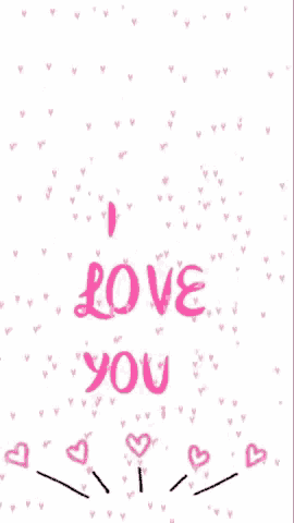 a white background with pink hearts and the words love you