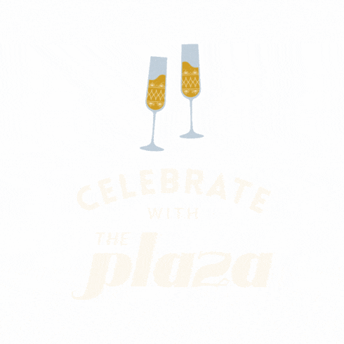 a poster that says " celebrate with the plaza " on it