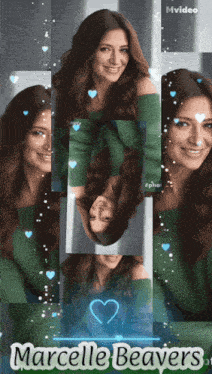 a collage of images of a woman with the name marcelle beavers