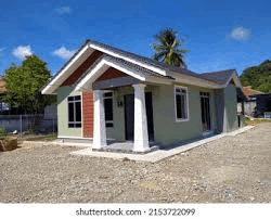 a small house with a roof that is being built in a village .