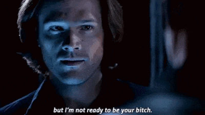 a man is talking to another man and saying `` but i 'm not ready to be your bitch . ``