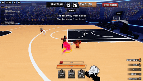 a basketball game is being played and the home team is 13 26 away team