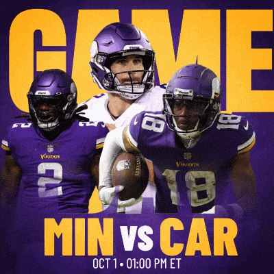 a poster for a football game between the vikings and the carolina panthers