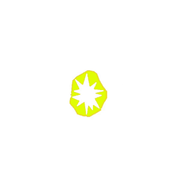 a cartoon drawing of a yellow lightning bolt on a white background