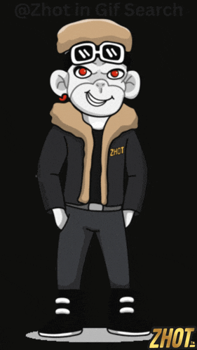 a cartoon of a monkey wearing a jacket that says zhot