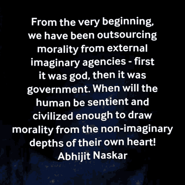 a quote by abhijit naskar is displayed on a dark background