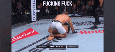 a screenshot of a ufc fight with the words fucking fuck above it