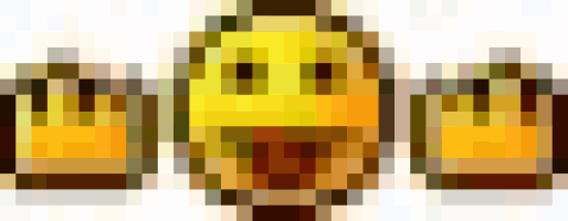 a pixel art of a smiley face with a crown on it .