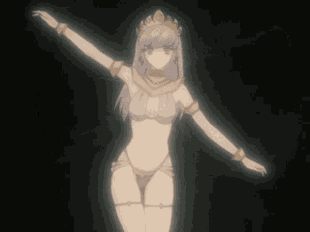 a woman in a bikini with a crown on her head is dancing