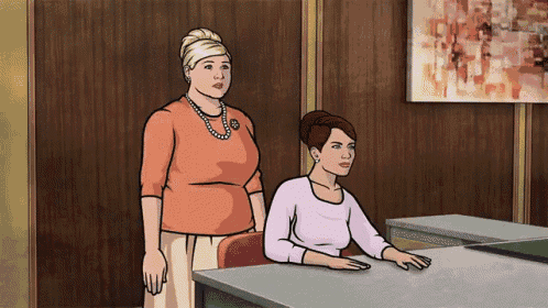a cartoon of two women standing next to each other with one wearing a pearl necklace