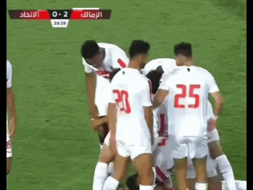 a group of soccer players with the number 25 on their jersey
