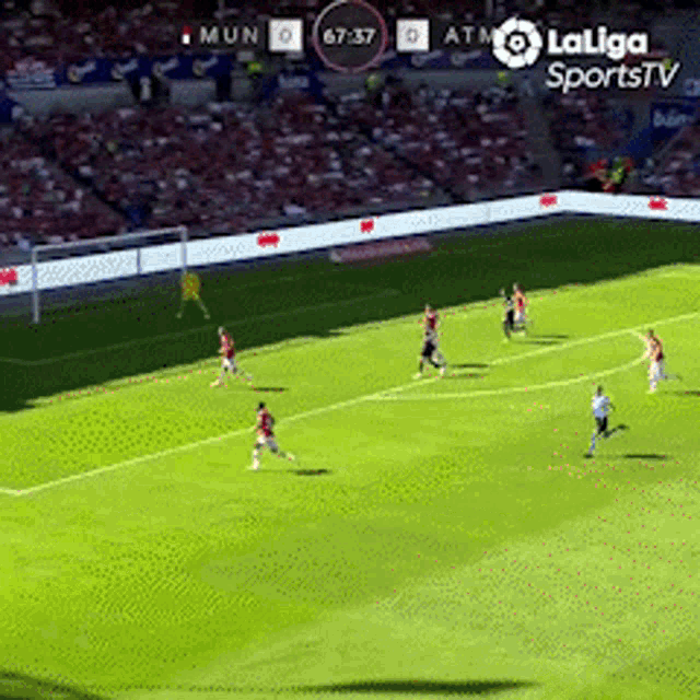 a soccer game is being broadcast on laliga sports tv