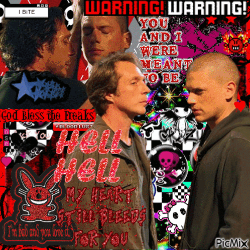 two men standing next to each other with the words hell hell my heart at the bottom of the image