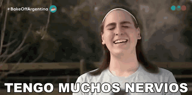 a woman with long hair is smiling and says " tengo muchos nervios "