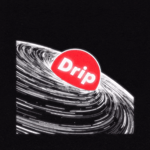 a red circle with the word drip written on it