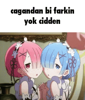 a picture of two anime girls with the words cagandan bi farkin yok cidden above them