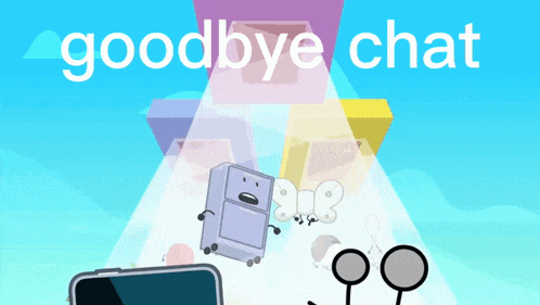 a poster for goodbye chat shows a refrigerator and balloons