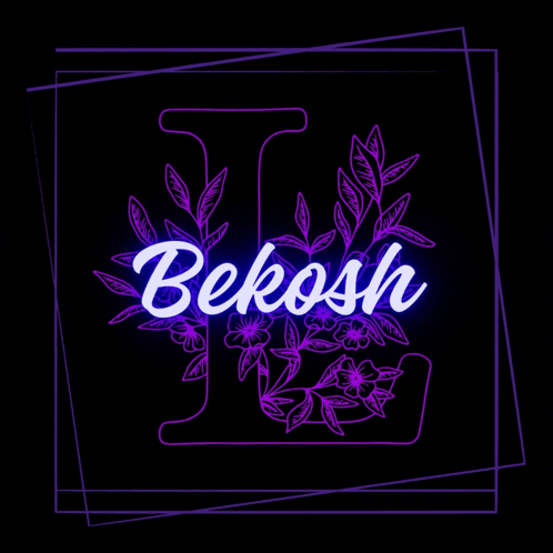 the letter l is surrounded by flowers and the name bekosh