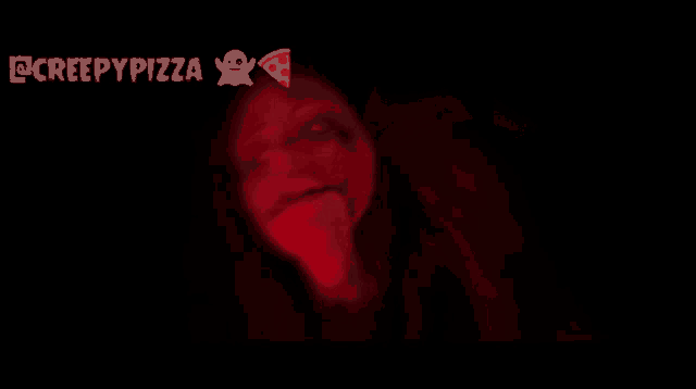 a creepy pizza advertisement with a ghost and a slice of pizza