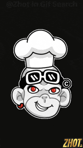 a cartoon monkey wearing a chef 's hat and glasses
