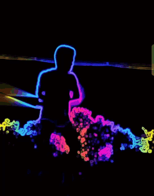 a colorful silhouette of a person holding a fishing rod
