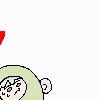 a cartoon of a bear with a blue line coming out of its head .