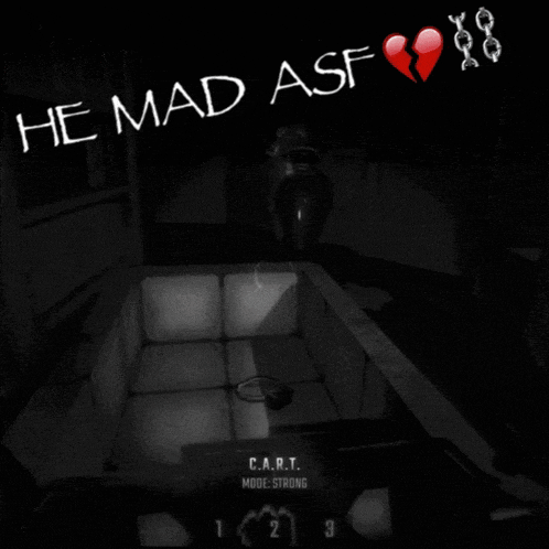 a black and white image with the words he mad asf above it