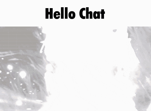 a black and white image that says hello chat on it